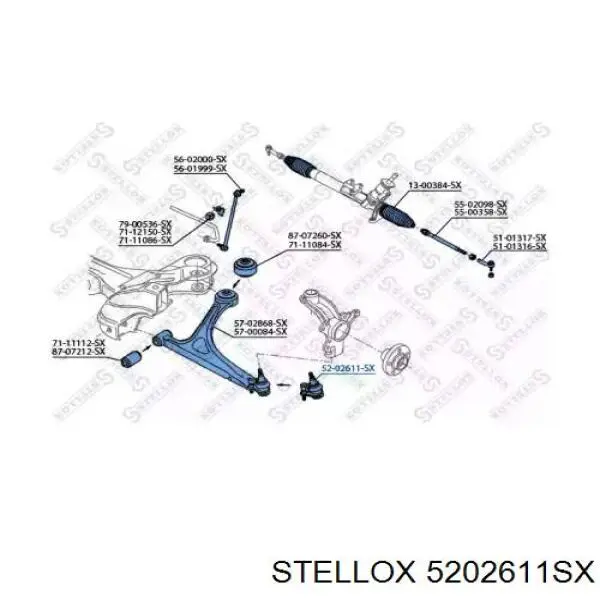 Кульова опора, нижня 5202611SX Stellox