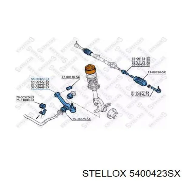 Важіль передньої підвіски нижній, лівий 5400423SX Stellox