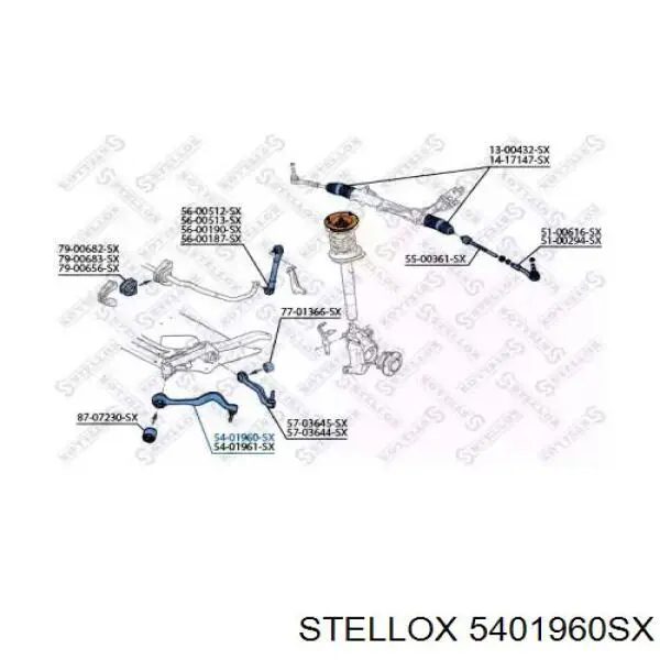 Важіль передньої підвіски нижній, лівий 5401960SX Stellox