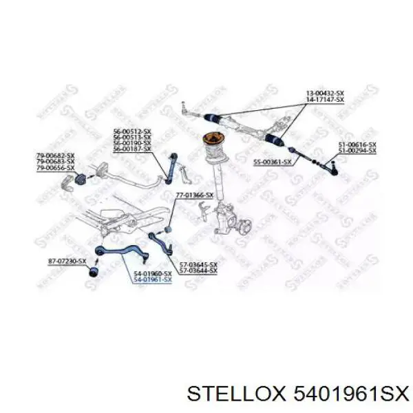 Важіль передньої підвіски нижній, правий 5401961SX Stellox