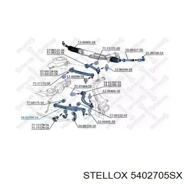 5402705SX Stellox важіль передньої підвіски нижній, лівий/правий