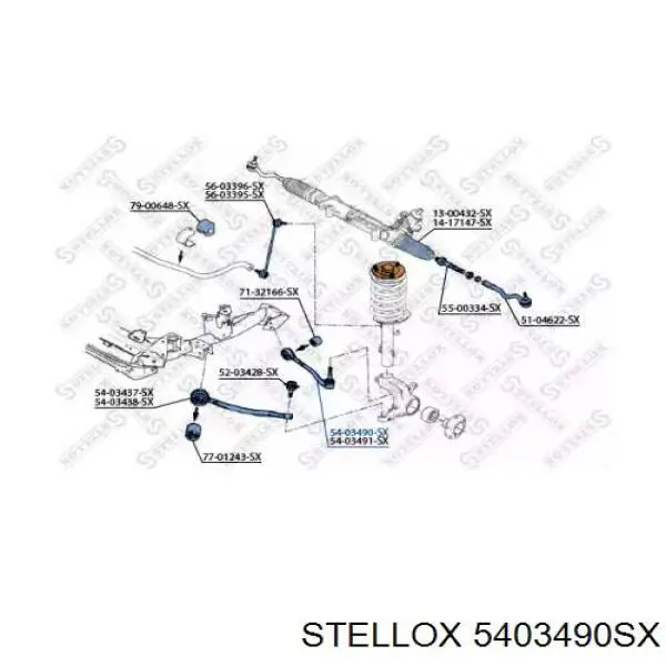 Важіль передньої підвіски нижній, лівий 5403490SX Stellox