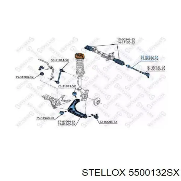 Тяга рульова 5500132SX Stellox