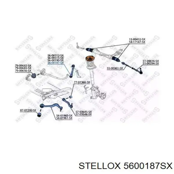 Стійка стабілізатора переднього, ліва 5600187SX Stellox