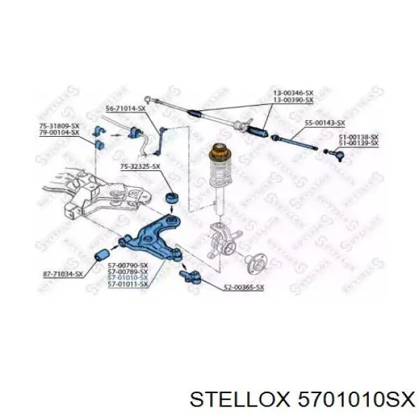 Важіль передньої підвіски нижній, лівий 5701010SX Stellox