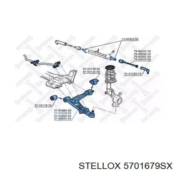 Важіль передньої підвіски нижній, правий 5701679SX Stellox