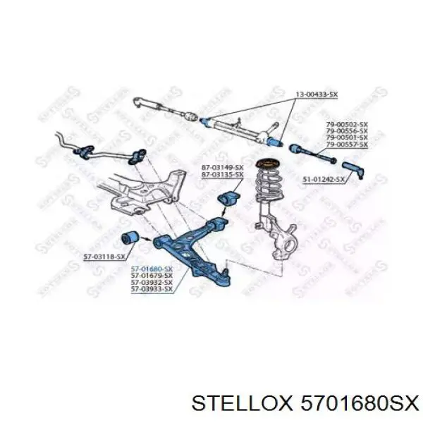 Важіль передньої підвіски нижній, лівий 5701680SX Stellox