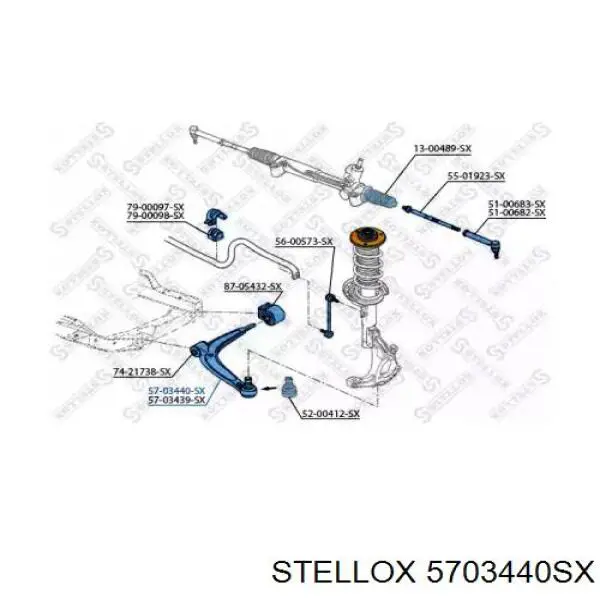 Важіль передній лівий Stellox 5703440SX ціна, від 81.04 USD