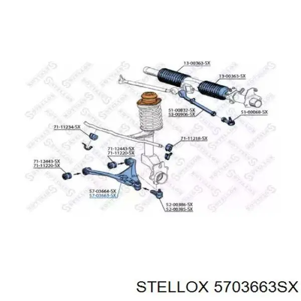 Важіль передньої підвіски нижній, правий 5703663SX Stellox