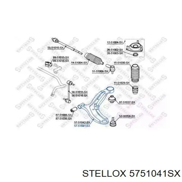 Важіль передньої підвіски нижній, правий Stellox 5751041SX ціна, від 39.82 USD