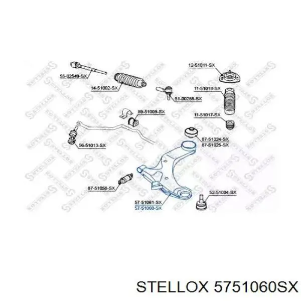 5751060SX Stellox Важіль передньої підвіски нижній, правий