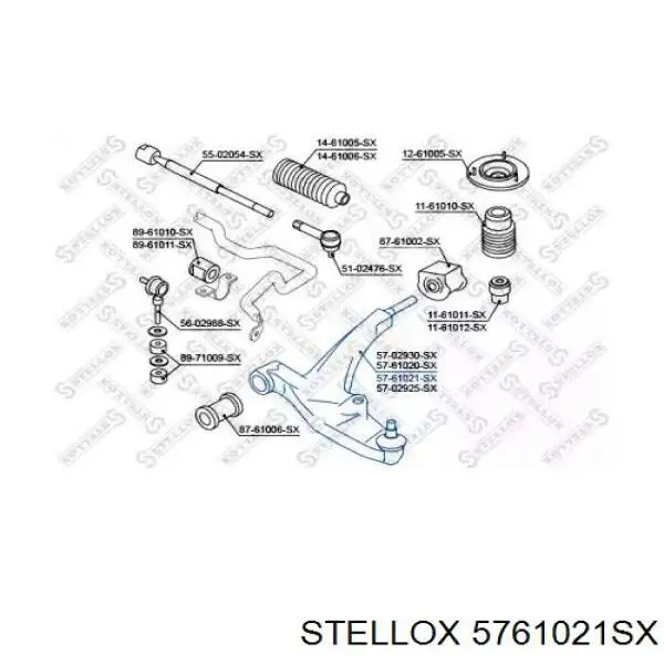 Важіль передньої підвіски нижній, лівий 5761021SX Stellox