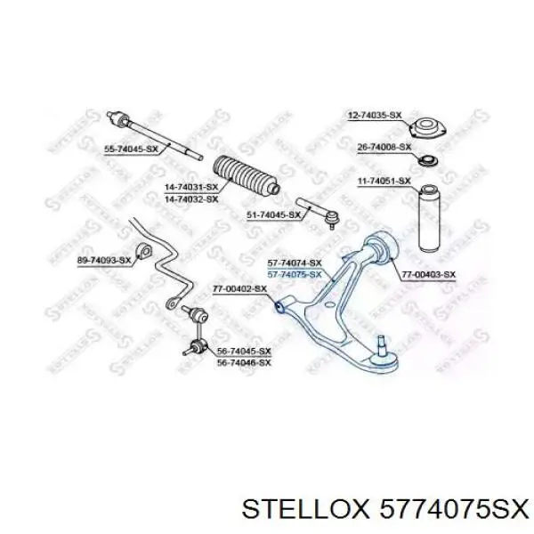 Важіль передній лівий Stellox 5774075SX ціна, від 105.28 USD