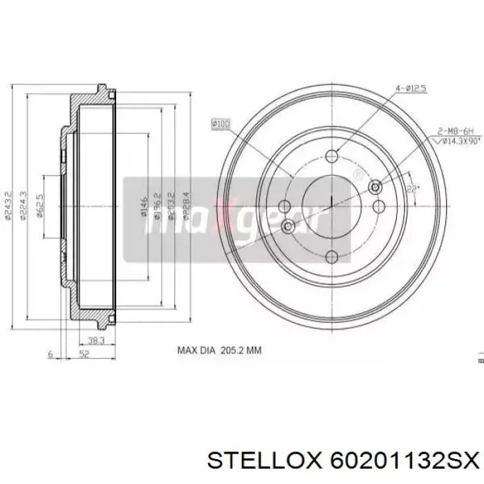 Диск гальмівний задній 60201132SX Stellox