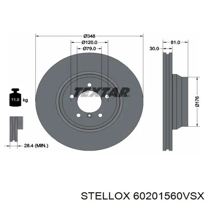 Диск гальмівний передній 60201560VSX Stellox