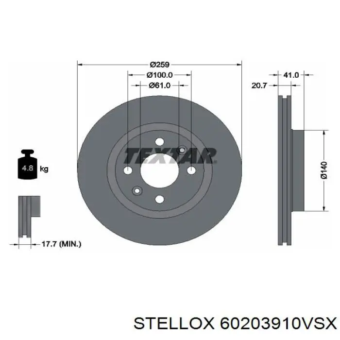 Диск переднього гальма Stellox 60203910VSX ціна, від 25.02 USD