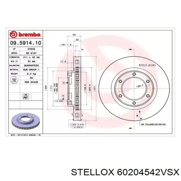 Гальмівні диски передні DI2005C Japan Parts