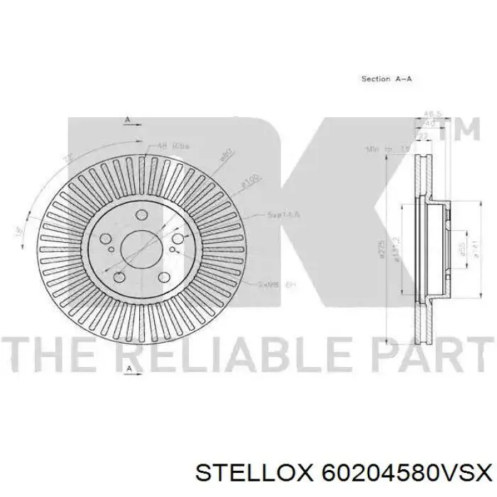Диск гальмівний передній Stellox 60204580VSX