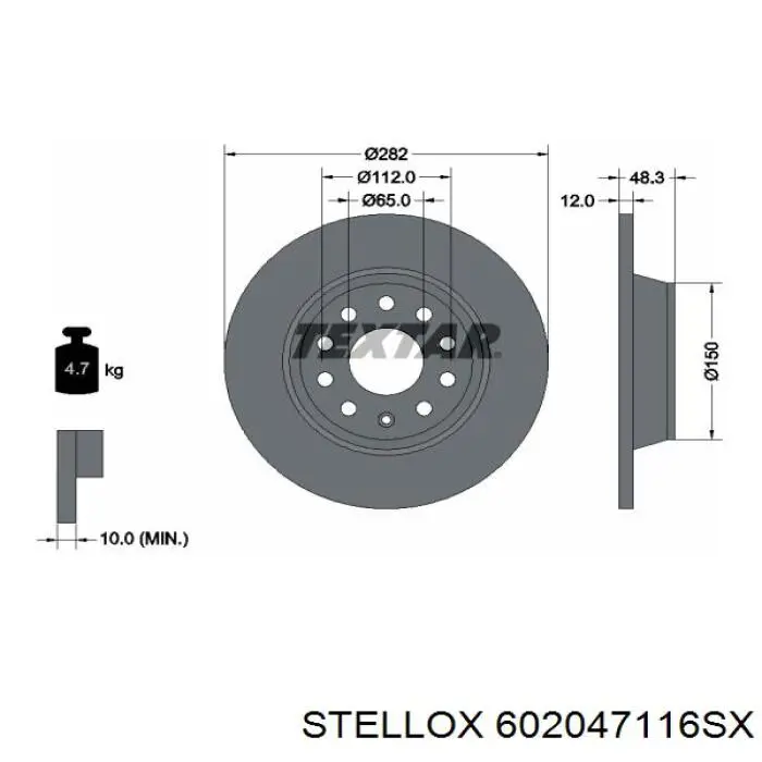 602047116SX Stellox диск гальмівний задній