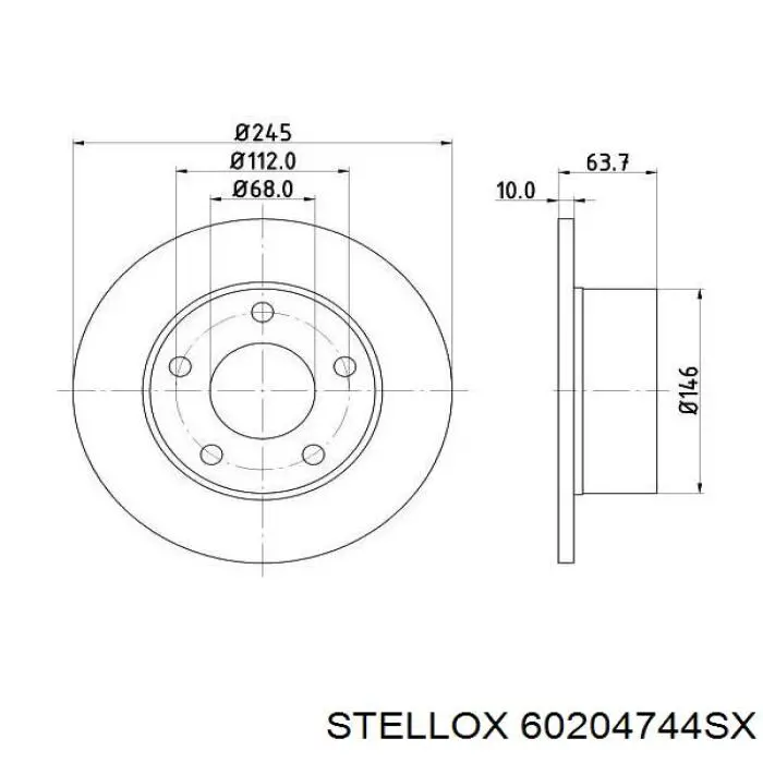Диск гальмівний задній Stellox 60204744SX