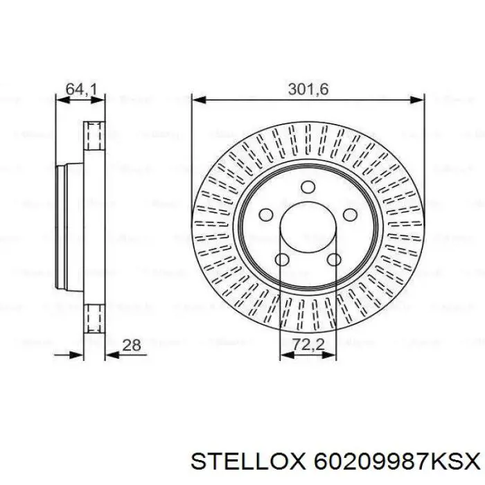 Диск переднього гальма Stellox 60209987KSX ціна, від 45.09 USD
