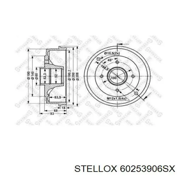 Барабан гальмівний задній 60253906SX Stellox