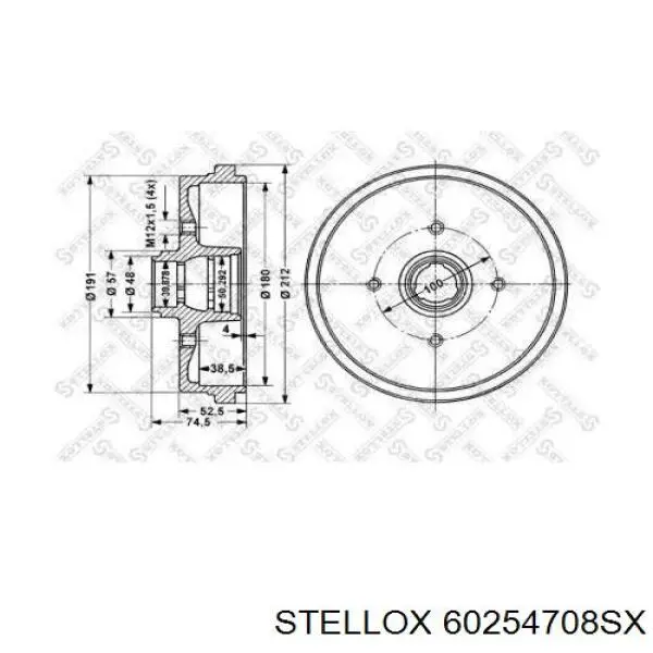 Барабан гальмівний задній 60254708SX Stellox