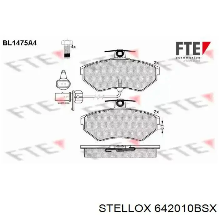 642010BSX Stellox Передні гальмівні колодки