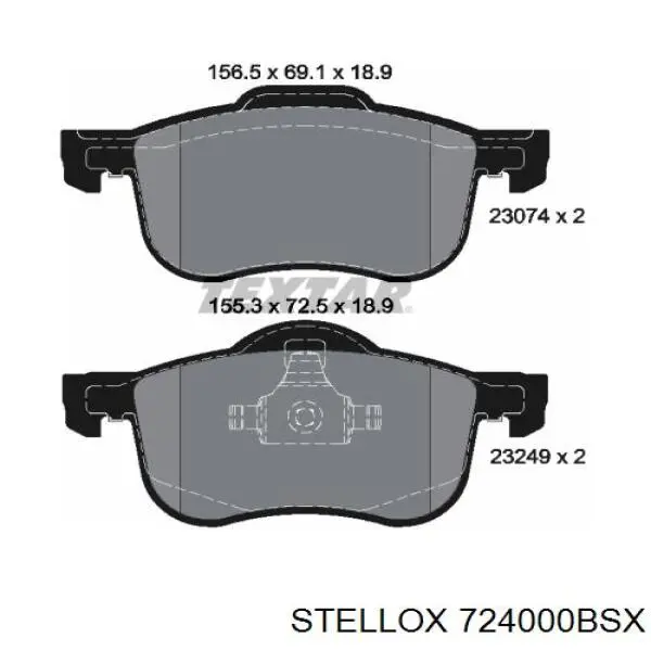 Передні тормозні колодки 724000BSX Stellox
