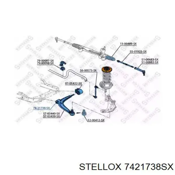 Сайлентблок переднього нижнього важеля 7421738SX Stellox