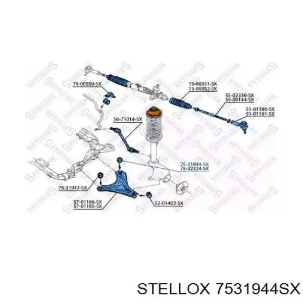 Сайлентблок переднього нижнього важеля 7531944SX Stellox