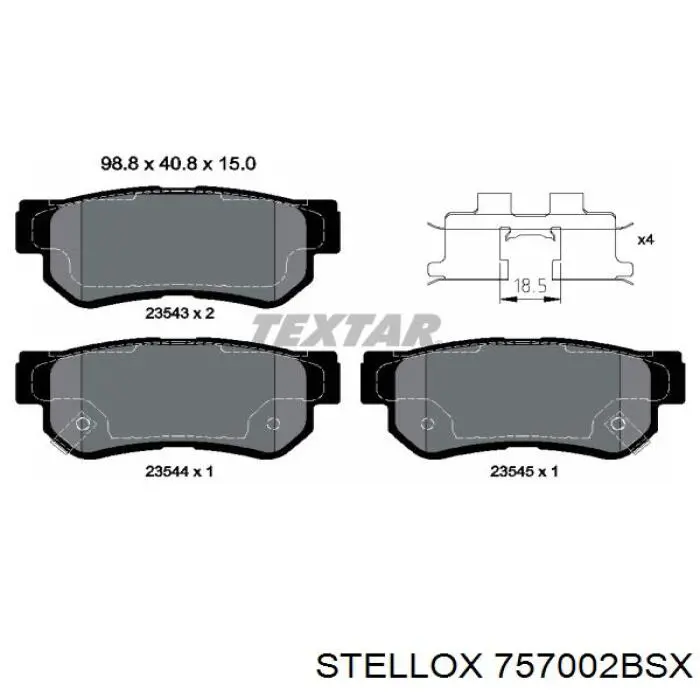 Задні гальмівні колодки Stellox 757002BSX ціна, від 10.52 USD