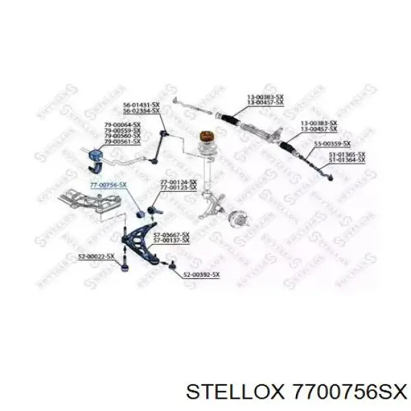 Сайлентблок переднього нижнього важеля 7700756SX Stellox