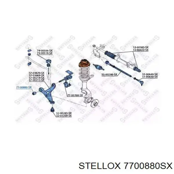 Сайлентблок переднього нижнього важеля 7700880SX Stellox