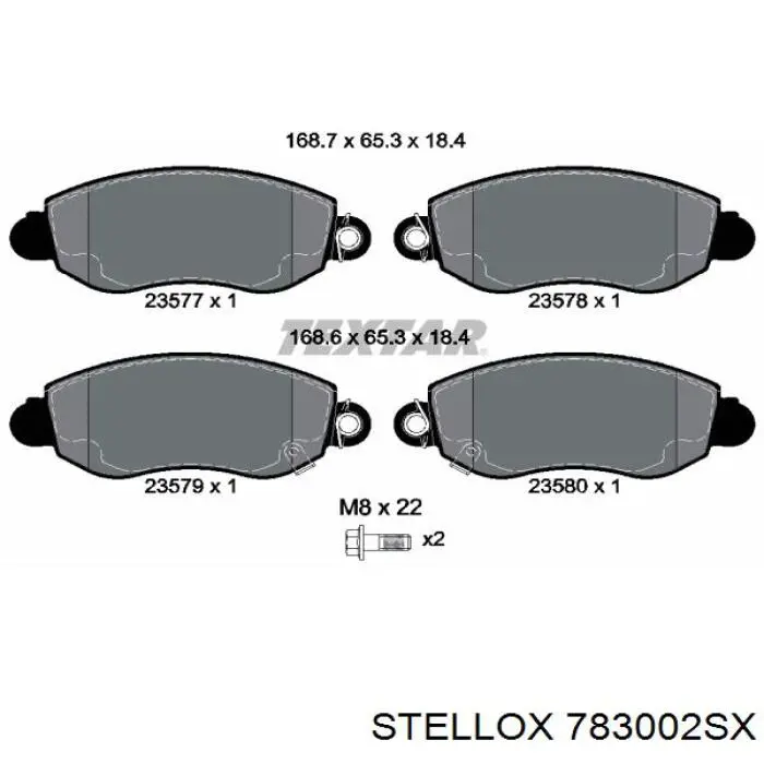 783002SX Stellox колодки гальмівні передні, дискові