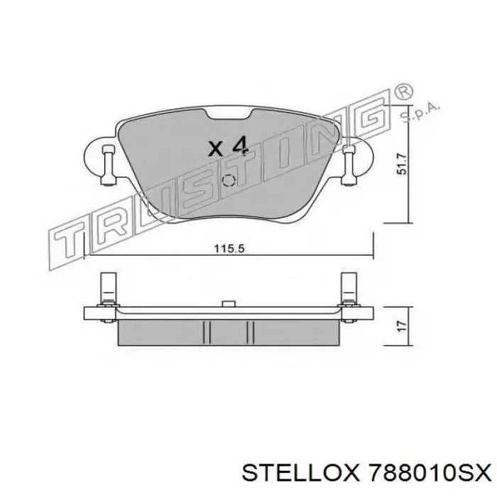 Задні гальмівні колодки 788010SX Stellox