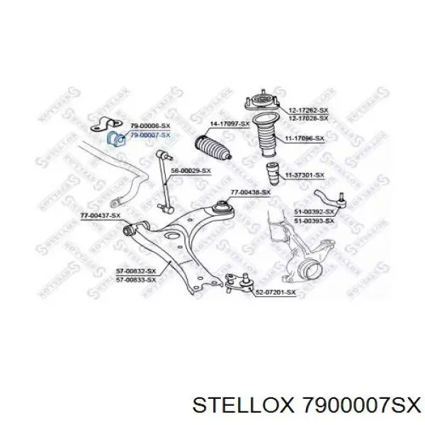 Втулка стабілізатора переднього, права Stellox 7900007SX ціна, від 4.32 USD
