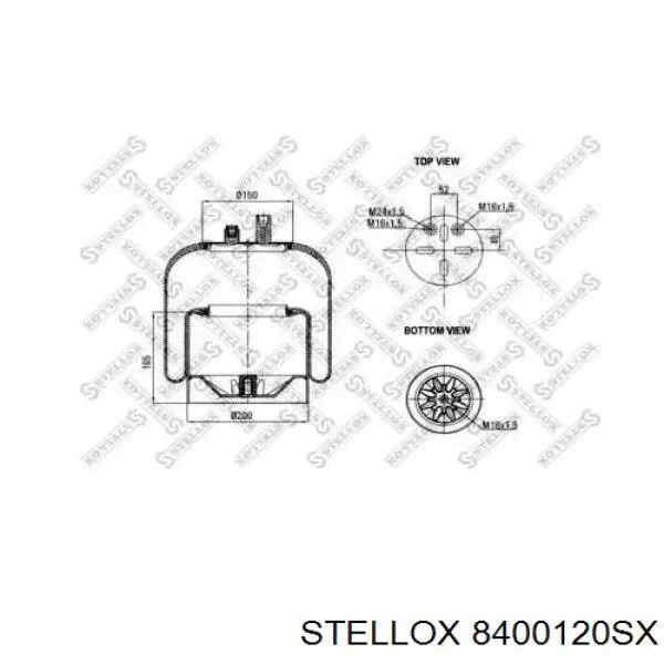 Пневмоподушка/Пневморессора моста 8400120SX Stellox