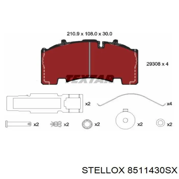 Колодки гальмові задні, дискові 8511430SX Stellox