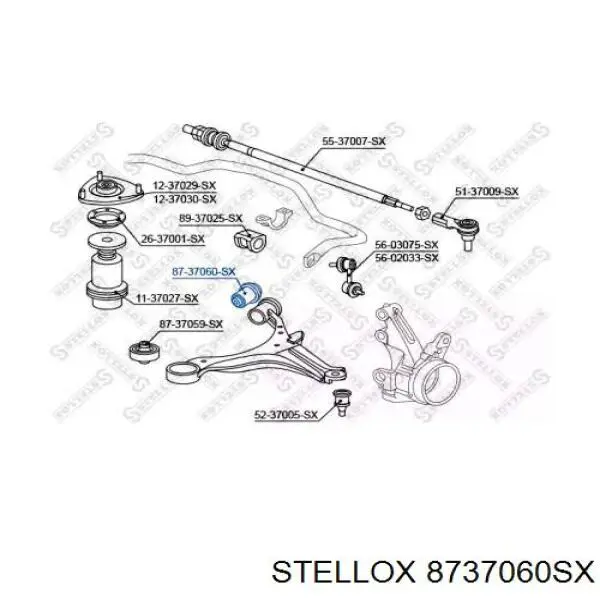 Сайлентблок нижнього важеля передньої підвіски Stellox 8737060SX ціна, від 7.43 USD