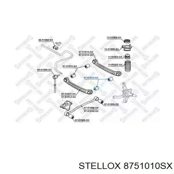 8751010SX Stellox Сайлентблок заднього поперечного важеля, зовнішній