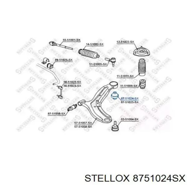 Сайлентблок переднього нижнього важеля 8751024SX Stellox