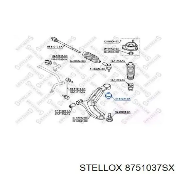 Сайлентблок переднього нижнього важеля 8751037SX Stellox