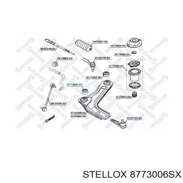 Сайлентблок переднього нижнього важеля 8773006SX Stellox