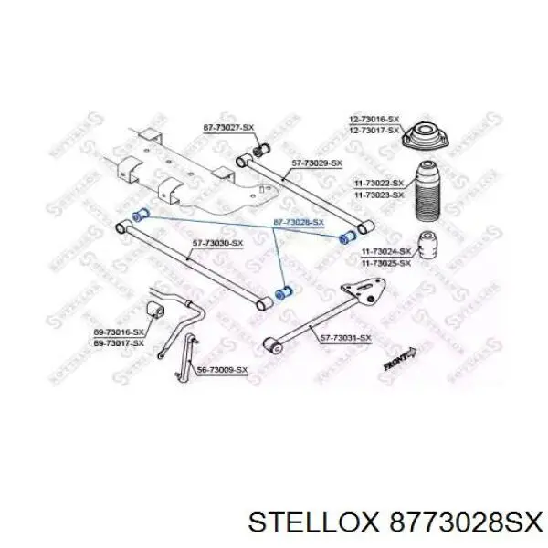 Сайлентблок заднього поперечного важеля, зовнішній 8773028SX Stellox