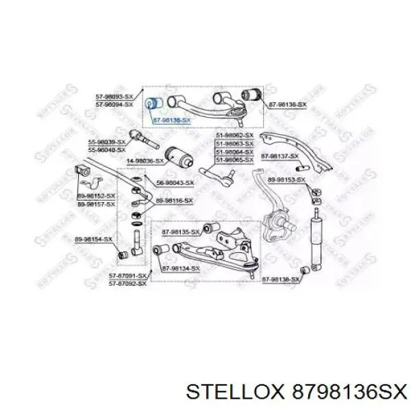 Сайлентблок переднього верхнього важеля 8798136SX Stellox