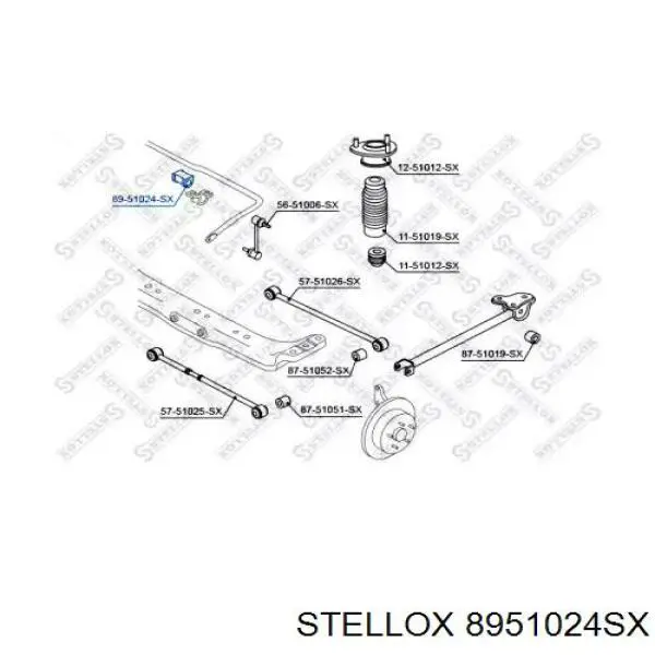 8951024SX Stellox втулка стабілізатора заднього