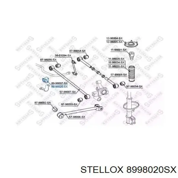 8998020SX Stellox втулка стабілізатора заднього