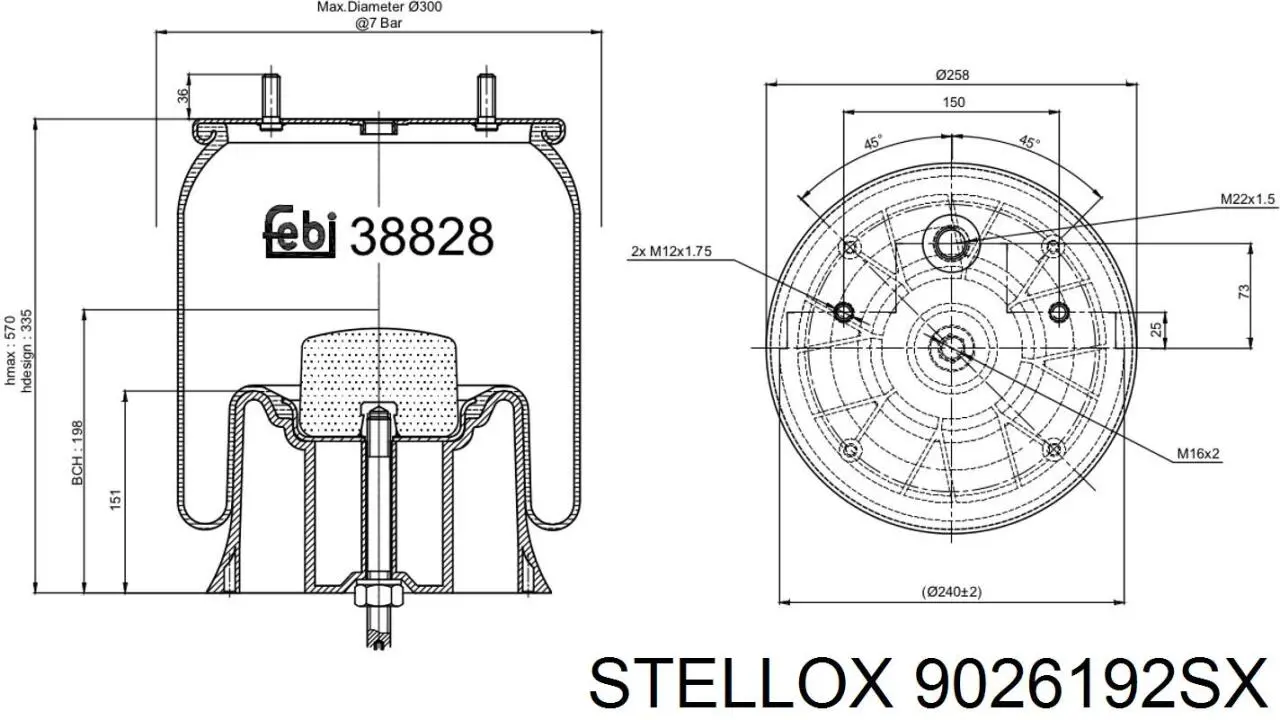 Пневмоподушка/Пневморессора моста 9026192SX Stellox