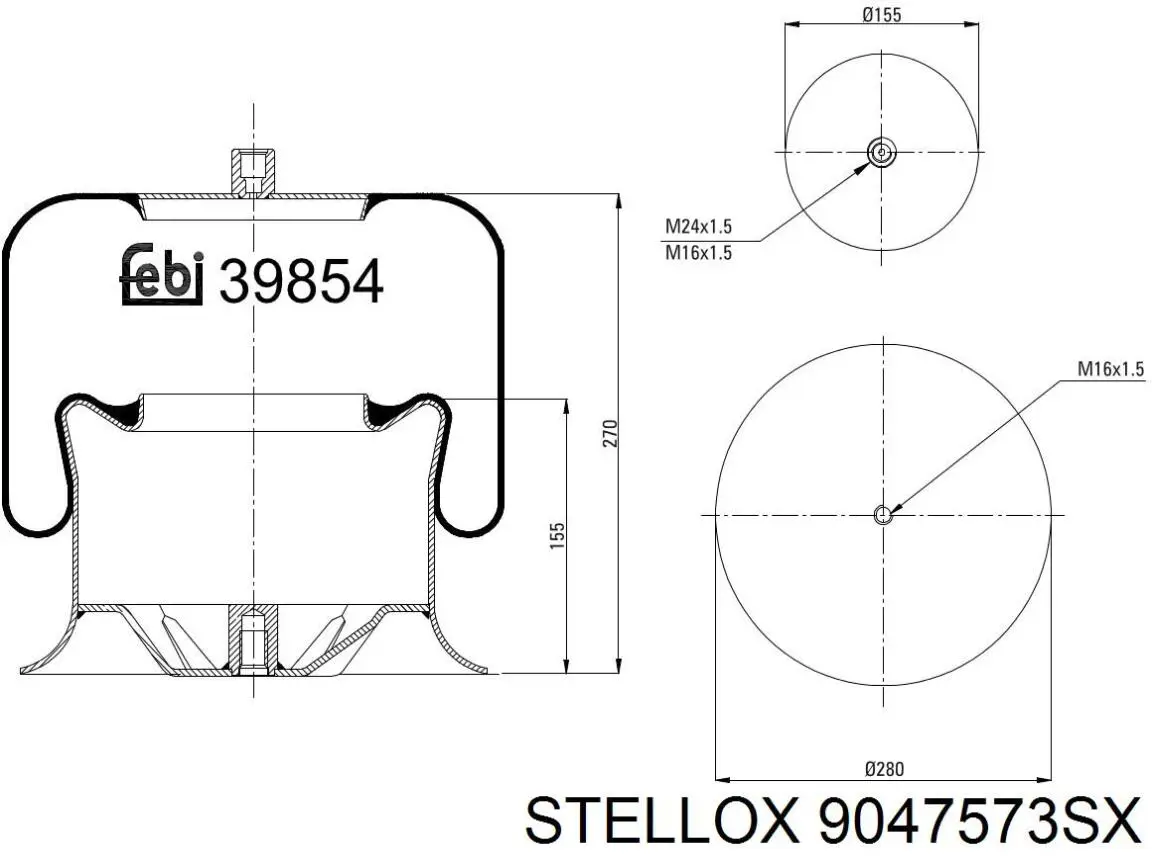 Пневмоподушка/Пневморессора моста переднього Magnum Technology 5002030088P ціна, від 46.60 USD